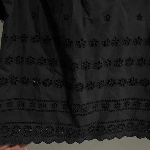 MADEWELL Black Square Neck Cotton Eyelet Smock Dress Small - Picture 9 of 11